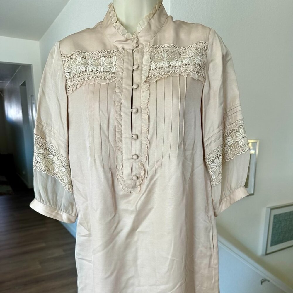 Laundry by Design Silk Blend Dress | Size 6 | Lace & Pintuck Detail | Romantic